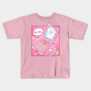 Retro 90s Japanese Kawaii Strawberry Keychain Y2K Flip Phone Kids T-Shirt